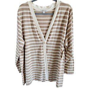 Coldwater Creek NWT Size 2X PrimaKnit Striped Cardigan Long One Button Preppy
